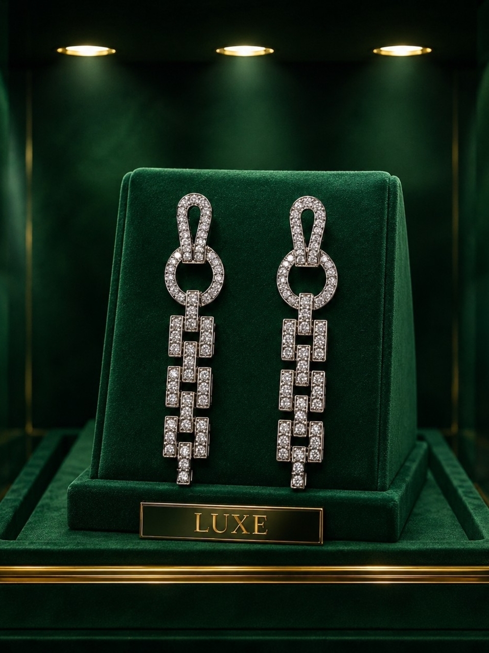 Silver Pavé Link Drop Earrings